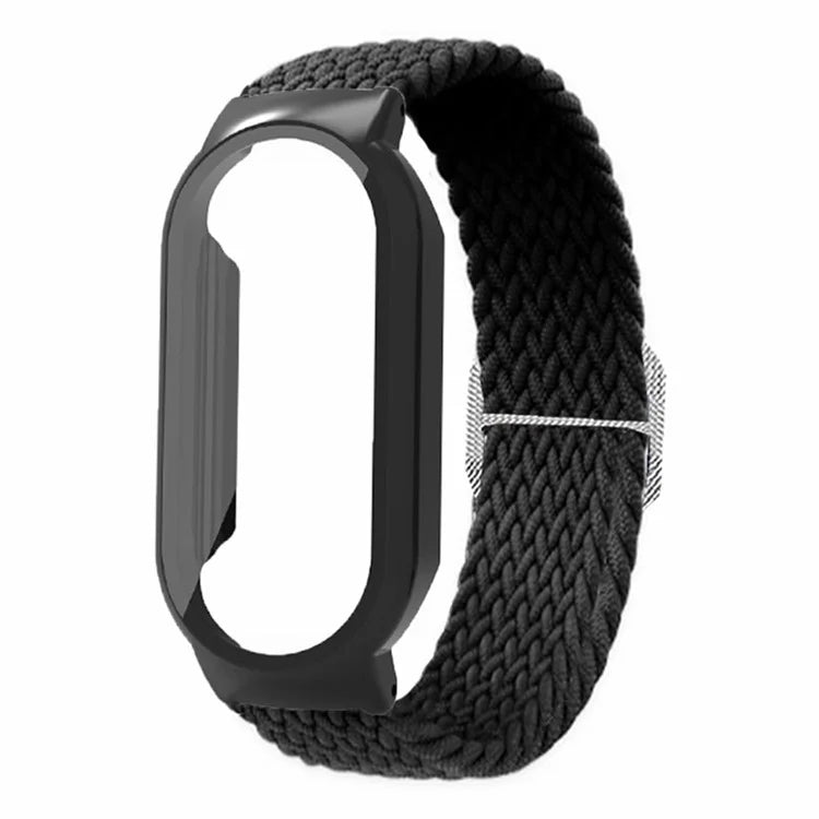 For Xiaomi Smart Band 8 / Band 8 NFC Braided Watch Band with PC Watch Case and Screen Protector