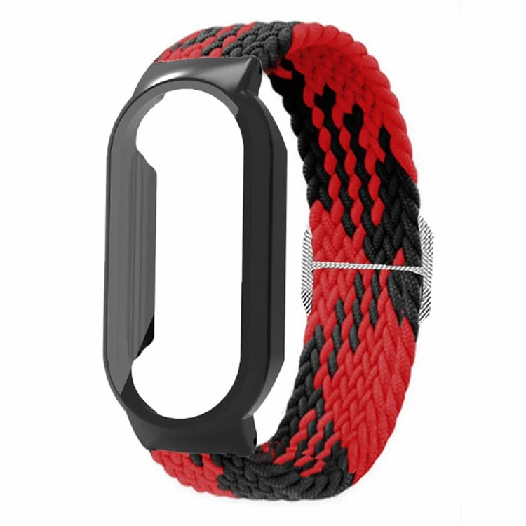 For Xiaomi Smart Band 8 / Band 8 NFC Braided Watch Band with PC Watch Case and Screen Protector