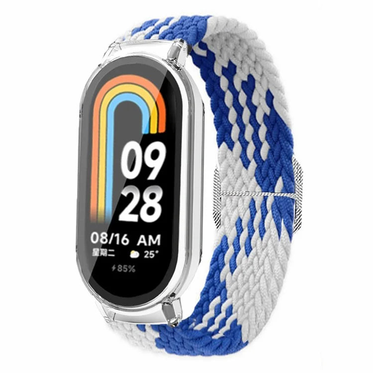 For Xiaomi Smart Band 8 / Band 8 NFC Braided Watch Band with PC Watch Case and Screen Protector
