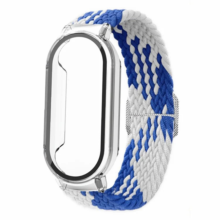 For Xiaomi Smart Band 8 / Band 8 NFC Braided Watch Band with PC Watch Case and Screen Protector