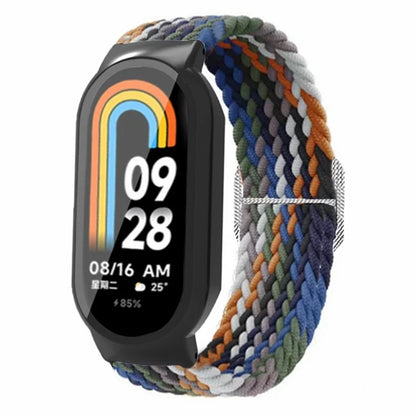 For Xiaomi Smart Band 8 / Band 8 NFC Braided Watch Band with PC Watch Case and Screen Protector