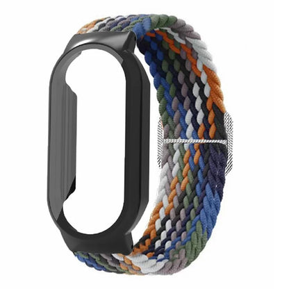 For Xiaomi Smart Band 8 / Band 8 NFC Braided Watch Band with PC Watch Case and Screen Protector