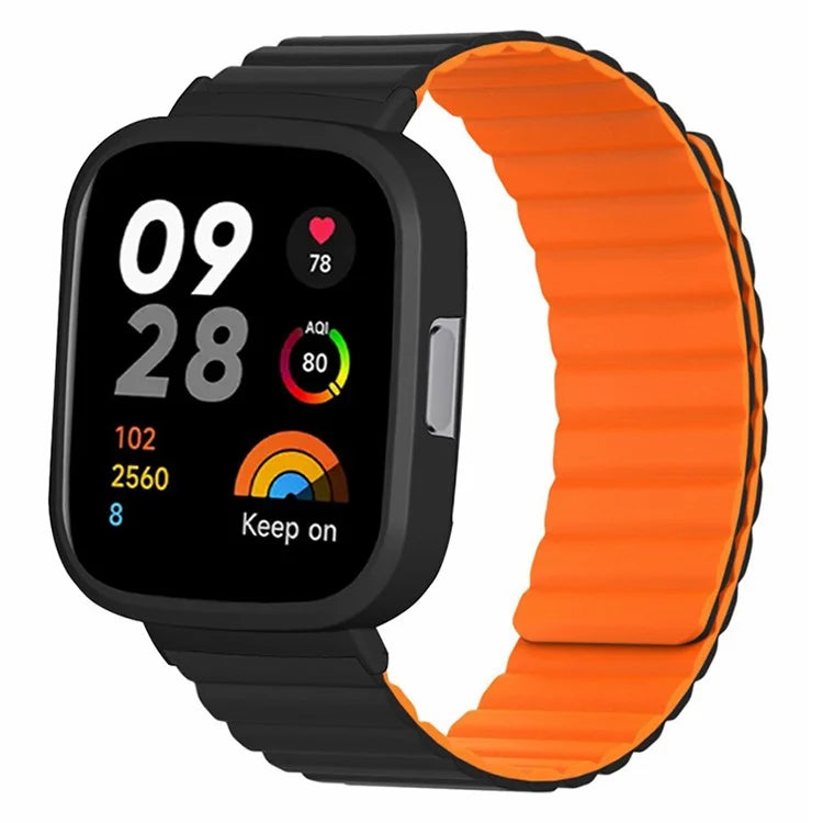 For Xiaomi Redmi Watch 3 Silicone Watch Band Magnetic Strap with PC Watch Case