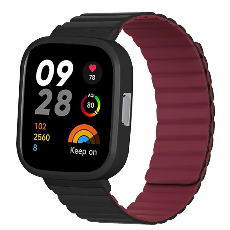 For Xiaomi Redmi Watch 3 Silicone Watch Band Magnetic Strap with PC Watch Case