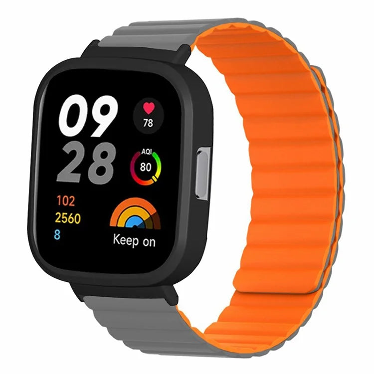 For Xiaomi Redmi Watch 3 Silicone Watch Band Magnetic Strap with PC Watch Case