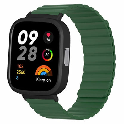 For Xiaomi Redmi Watch 3 Silicone Watch Band Magnetic Strap with PC Watch Case