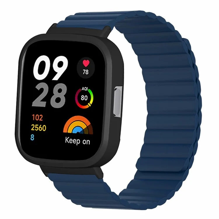For Xiaomi Redmi Watch 3 Silicone Watch Band Magnetic Strap with PC Watch Case
