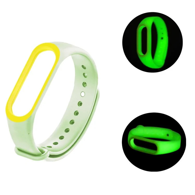 For Xiaomi Mi Band 6 / 5 / 4 / 3 Watch Strap Noctilucent TPU Dual-color Wristbands with Case