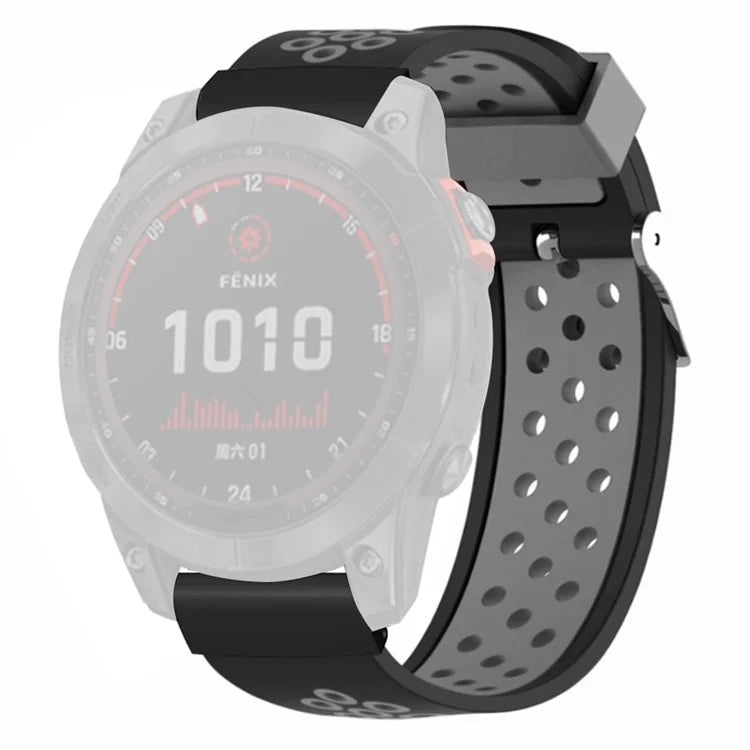 For Garmin Fenix 7S / 6S / 5S Silicone Watch Bands Dual-Colors Breathable Wristband with 20mm PC Connector