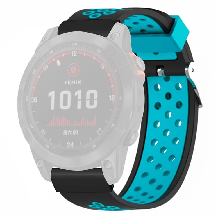 For Garmin Fenix 7S / 6S / 5S Silicone Watch Bands Dual-Colors Breathable Wristband with 20mm PC Connector