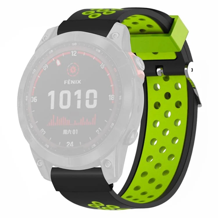 For Garmin Fenix 7S / 6S / 5S Silicone Watch Bands Dual-Colors Breathable Wristband with 20mm PC Connector