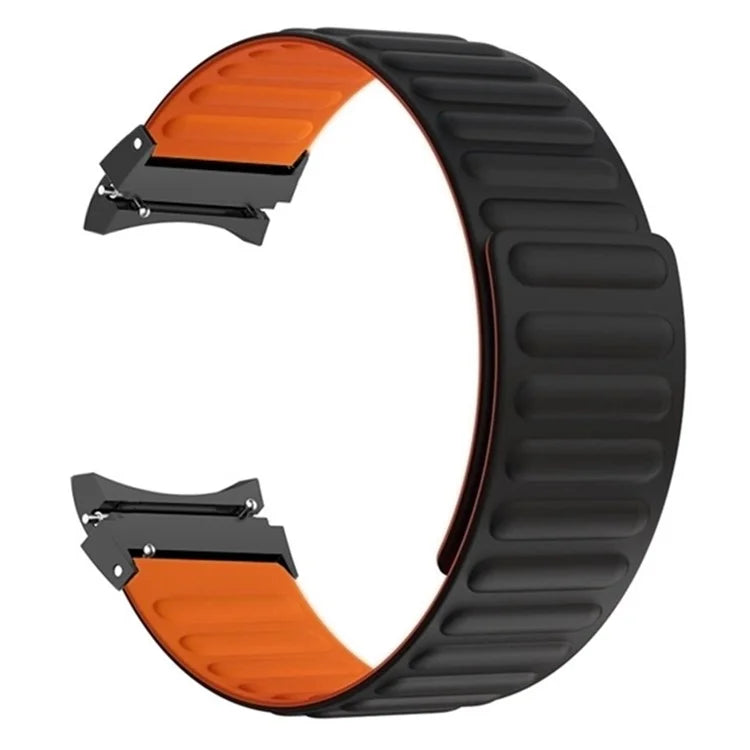 For Samsung Galaxy Watch6 / Watch 5 / Watch 5 Pro / Watch4 Magnetic Band Silicone Adjustable Wristband+Orange