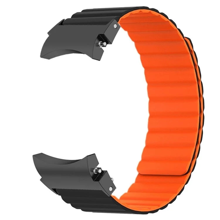 For Samsung Galaxy Watch6 / Watch 5 / Watch 5 Pro / Watch4 Magnetic Band Silicone Adjustable Wristband+Orange