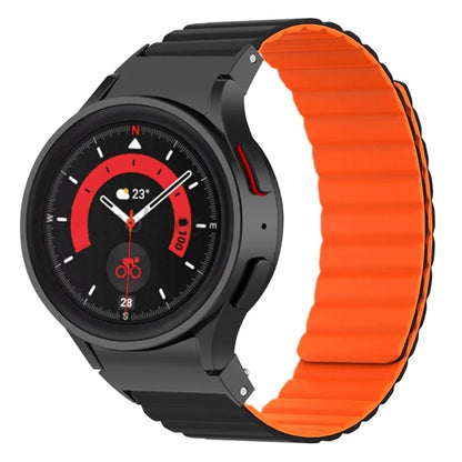For Samsung Galaxy Watch6 / Watch 5 / Watch 5 Pro / Watch4 Magnetic Band Silicone Adjustable Wristband+Orange