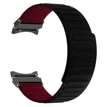 For Samsung Galaxy Watch6 / Watch 5 / Watch 5 Pro / Watch4 Magnetic Band Silicone Adjustable Wristband+Wine Red