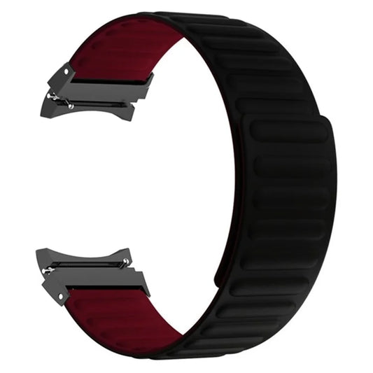 For Samsung Galaxy Watch6 / Watch 5 / Watch 5 Pro / Watch4 Magnetic Band Silicone Adjustable Wristband+Wine Red