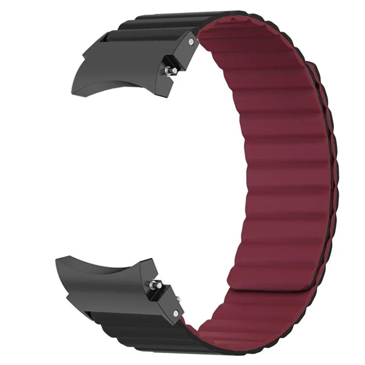 For Samsung Galaxy Watch6 / Watch 5 / Watch 5 Pro / Watch4 Magnetic Band Silicone Adjustable Wristband+Wine Red
