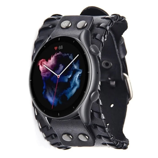 For Huami Amazfti GTR 4 / 3 / 2 / Huawei Watch GT 4 / 3 / 2 Punk Style Watch Band Universal 22mm Cowhide Leather Strap