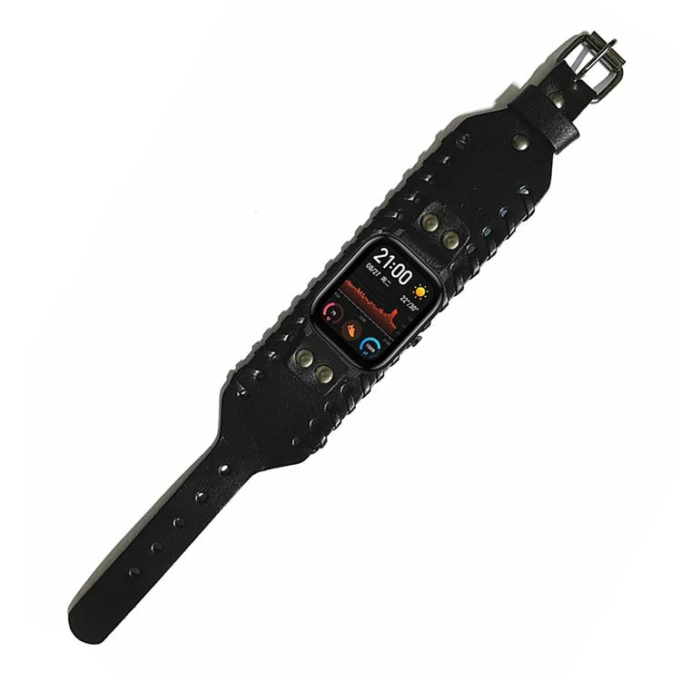 For Huami Amazfti GTR 4 / 3 / 2 / Huawei Watch GT 4 / 3 / 2 Punk Style Watch Band Universal 22mm Cowhide Leather Strap
