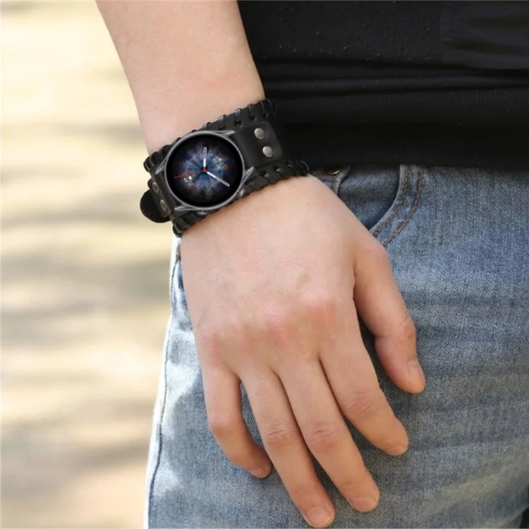 For Huami Amazfti GTR 4 / 3 / 2 / Huawei Watch GT 4 / 3 / 2 Punk Style Watch Band Universal 22mm Cowhide Leather Strap