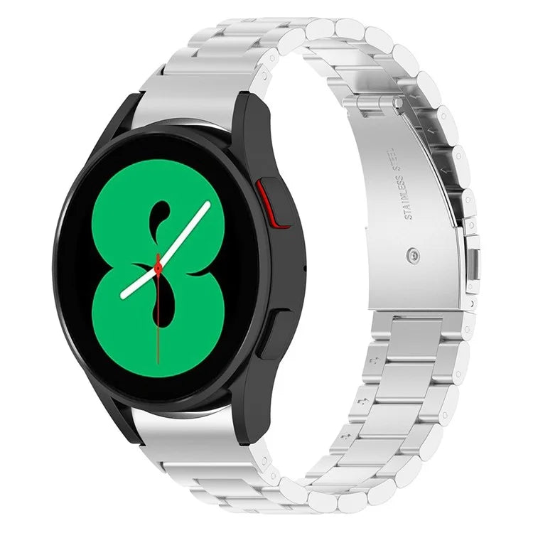 For Samsung Galaxy Watch6 / Watch 5 / Watch 5 Pro / Watch 4 Wrist Strap 3-beads Solid Metal Watch Band