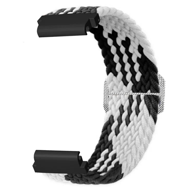 For Garmin Fenix 7S / 6S / 5S Stretchy Nylon Watch Strap Sport Wristbands with 20mm PC Connector+White