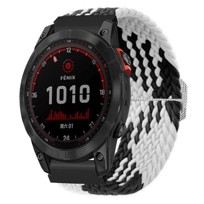 For Garmin Fenix 7S / 6S / 5S Stretchy Nylon Watch Strap Sport Wristbands with 20mm PC Connector+White