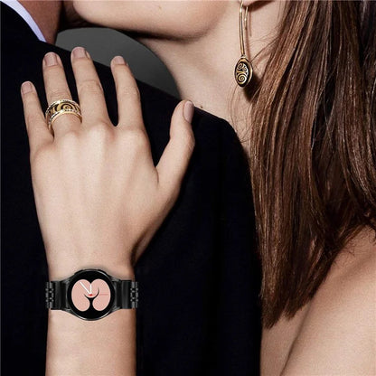 For Samsung Galaxy Watch 5 / 5 Pro / Watch4 / Watch4 Classic 46mm Stainless Steel Band Watch Strap with Connector, Black