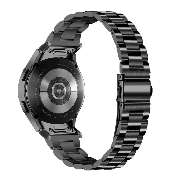 For Samsung Galaxy Watch 5 / 5 Pro / Watch4 / Watch4 Classic 46mm Slim Watch Strap Stainless Steel Watchband with Connector, Black
