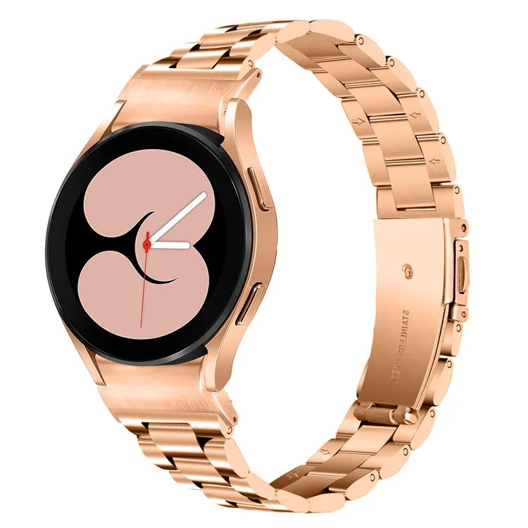 For Samsung Galaxy Watch 5 / 5 Pro / Watch4 / Watch4 Classic 46mm Replacement Strap Stainless Steel Slim Watch Band with Connector, Rose Gold