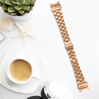 For Samsung Galaxy Watch 5 / 5 Pro / Watch4 / Watch4 Classic 46mm Replacement Strap Stainless Steel Slim Watch Band with Connector, Rose Gold