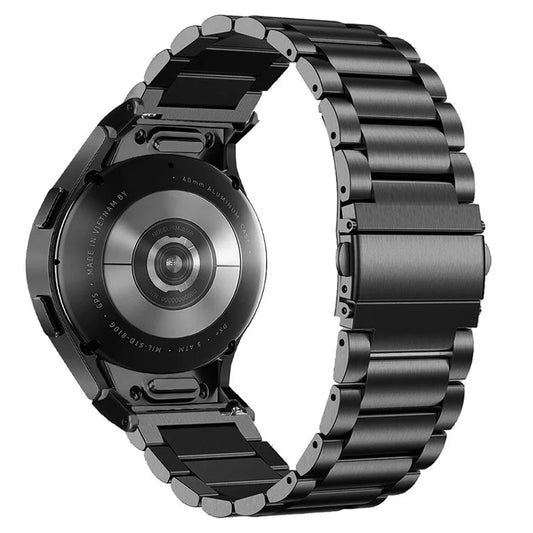 For Samsung Galaxy Watch 5 / 5 Pro / Watch4 / Watch4 Classic 46mm Quick Release Strap Stainless Steel Watch Band with Connector, Black