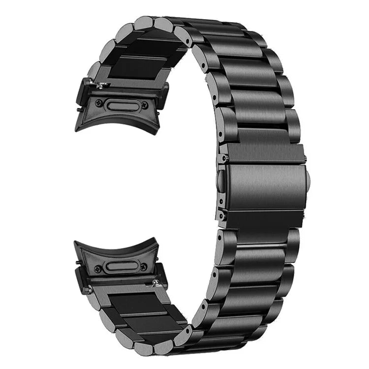 For Samsung Galaxy Watch 5 / 5 Pro / Watch4 / Watch4 Classic 46mm Quick Release Strap Stainless Steel Watch Band with Connector, Black