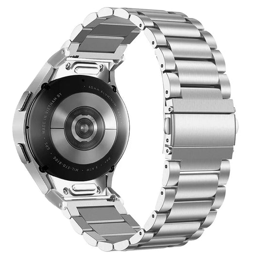 For Samsung Galaxy Watch 5 / 5 Pro / Watch4 / Watch4 Classic 46mm Quick Release Watch Strap Stainless Steel Wrist Band with Connector, Silver