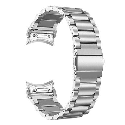 For Samsung Galaxy Watch 5 / 5 Pro / Watch4 / Watch4 Classic 46mm Quick Release Watch Strap Stainless Steel Wrist Band with Connector, Silver