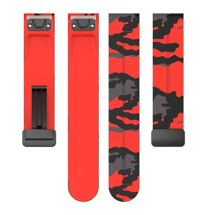 For Garmin Fenix 7S / 6S Pro / 5S Plus / Instinct 2S Watch Bands Black Buckle 20mm Camouflage Strap