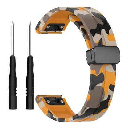 For Garmin Fenix 7S / 6S Pro / 5S Plus / Instinct 2S Watch Bands Black Buckle 20mm Camouflage Strap