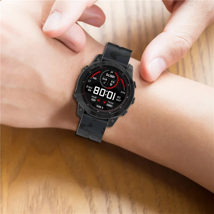 For Garmin Fenix 7S / 6S Pro / 5S Plus / Instinct 2S Watch Bands Black Buckle 20mm Camouflage Strap