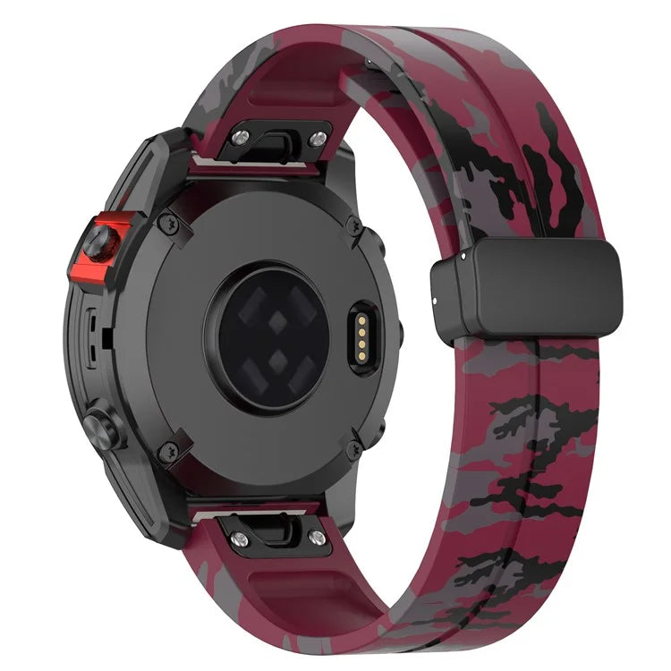 For Garmin Fenix 7S / 6S Pro / 5S Plus / Instinct 2S Watch Bands Black Buckle 20mm Camouflage Strap