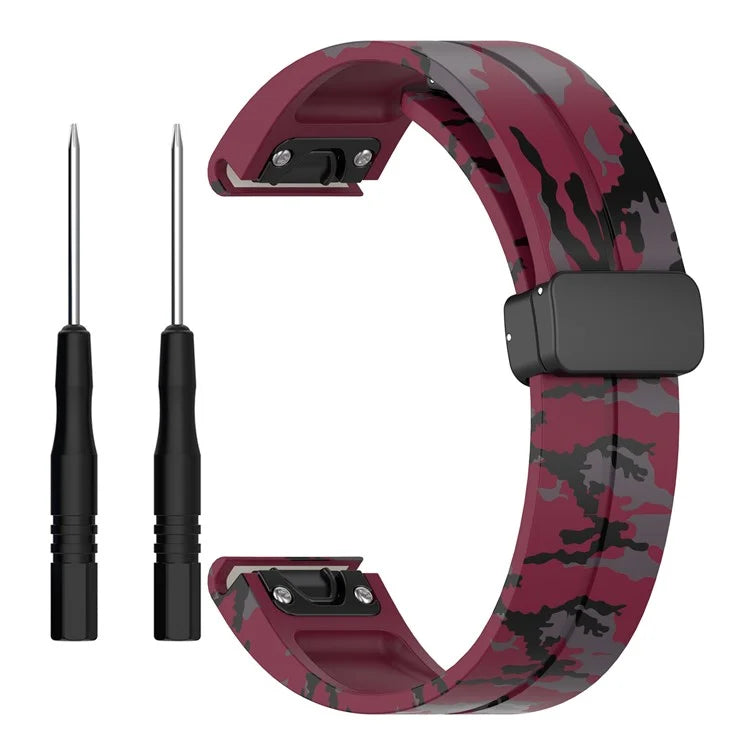 For Garmin Fenix 7S / 6S Pro / 5S Plus / Instinct 2S Watch Bands Black Buckle 20mm Camouflage Strap