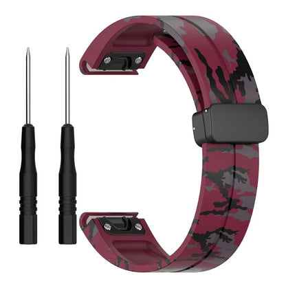 For Garmin Fenix 7S / 6S Pro / 5S Plus / Instinct 2S Watch Bands Black Buckle 20mm Camouflage Strap