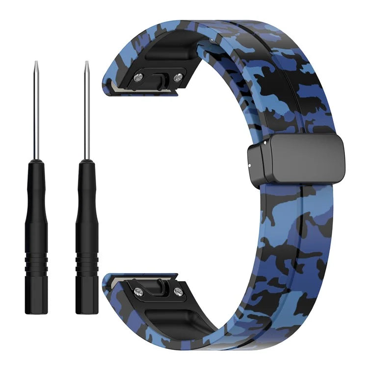 For Garmin Fenix 7S / 6S Pro / 5S Plus / Instinct 2S Watch Bands Black Buckle 20mm Camouflage Strap