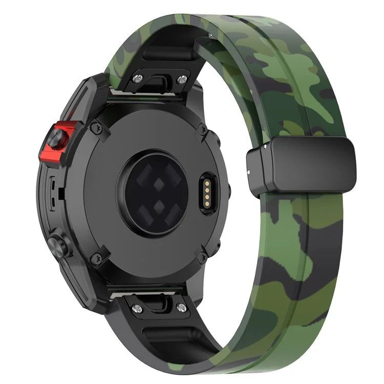 For Garmin Fenix 7S / 6S Pro / 5S Plus / Instinct 2S Watch Bands Black Buckle 20mm Camouflage Strap