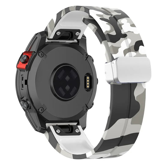 For Garmin Fenix 7S / 6S Pro / 5S Plus / Instinct 2S Camouflage Watch Bands Silver Buckle 20mm Sports Strap