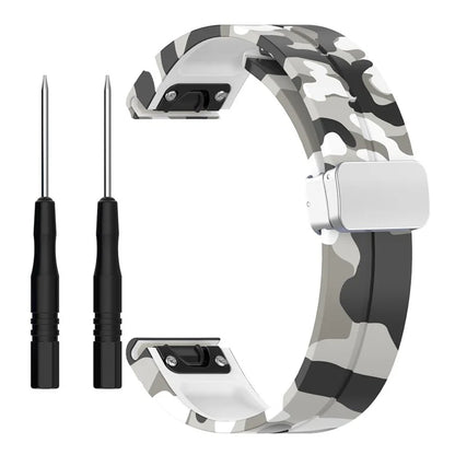 For Garmin Fenix 7S / 6S Pro / 5S Plus / Instinct 2S Camouflage Watch Bands Silver Buckle 20mm Sports Strap