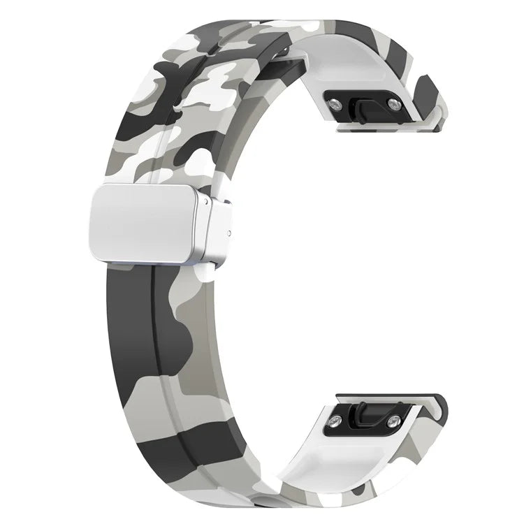 For Garmin Fenix 7S / 6S Pro / 5S Plus / Instinct 2S Camouflage Watch Bands Silver Buckle 20mm Sports Strap