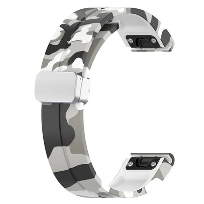 For Garmin Fenix 7S / 6S Pro / 5S Plus / Instinct 2S Camouflage Watch Bands Silver Buckle 20mm Sports Strap