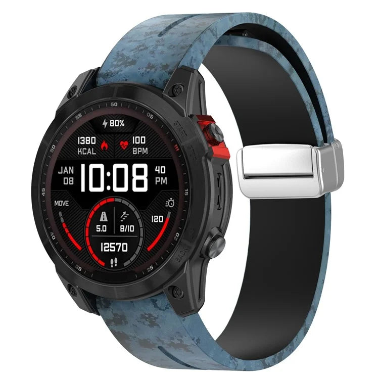 For Garmin Fenix 7S / 6S Pro / 5S Plus / Instinct 2S Camouflage Watch Bands Silver Buckle 20mm Sports Strap