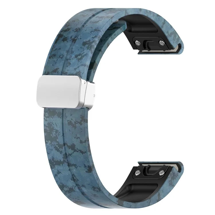 For Garmin Fenix 7S / 6S Pro / 5S Plus / Instinct 2S Camouflage Watch Bands Silver Buckle 20mm Sports Strap