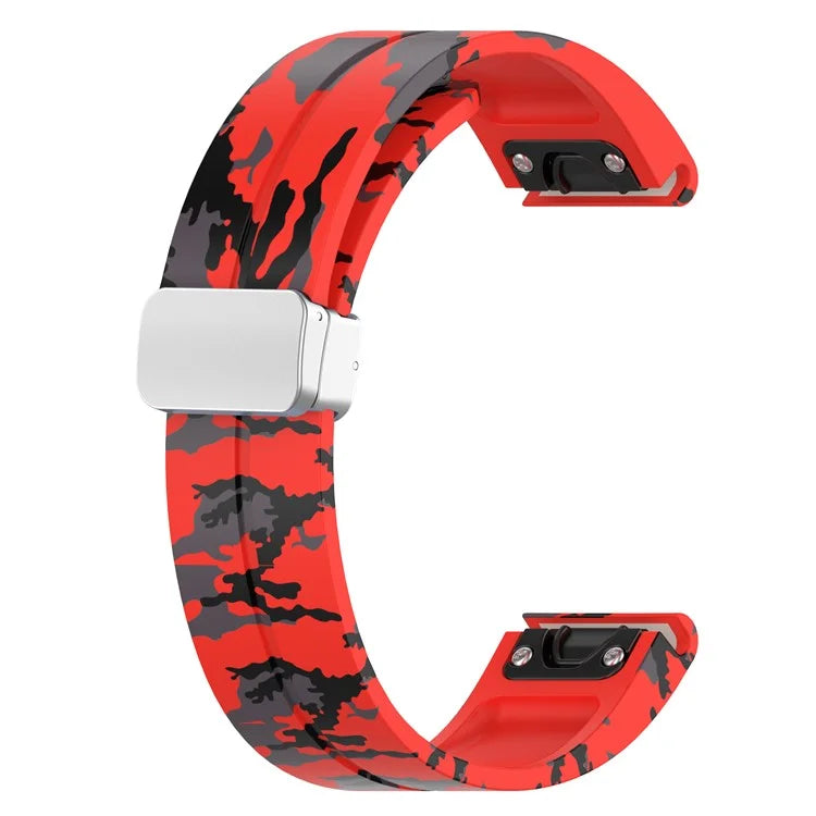 For Garmin Fenix 7S / 6S Pro / 5S Plus / Instinct 2S Camouflage Watch Bands Silver Buckle 20mm Sports Strap